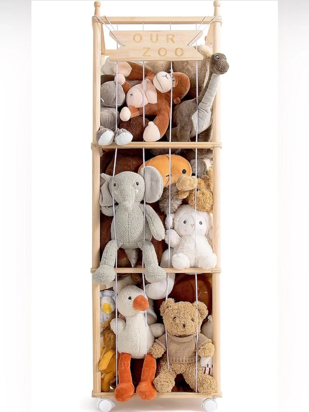 Mloong 54” Wooden Stuffed Animal Storage Zoo Cage Plush Toy Organizer